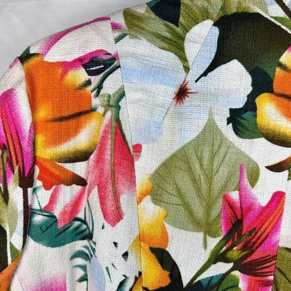 Coldwater Creek Rayon Cotton Size 1X Blazer Jacket Floral Tropical Hawaiian - Picture 8 of 11
